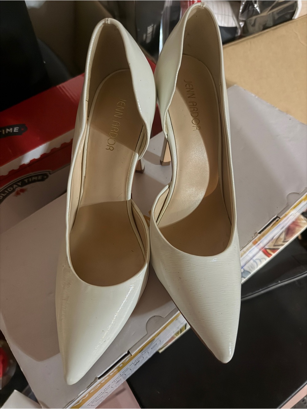 Jenn Ardor Cream Pointed Toe Stiletto Pumps